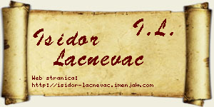 Isidor Lačnevac vizit kartica